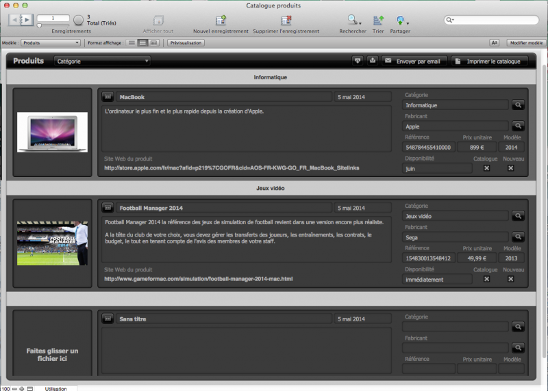 catalogue filemaker pro
